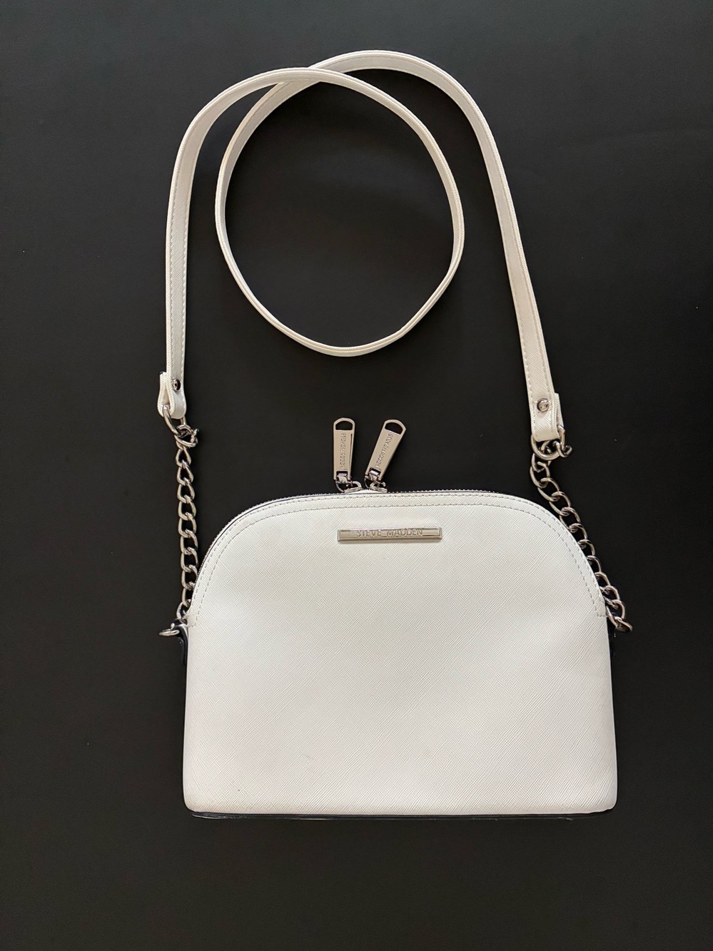 Steve Madden White Dome Crossbody with Chain Detail